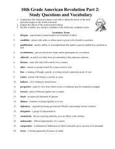 10th Grade American Revolution Part 2: Study Questions and