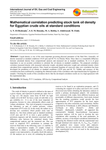 Mathematical correlation predicting stock tank oil density for