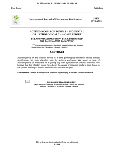 actinomycosis of tonsils - International Journal of Pharma and Bio