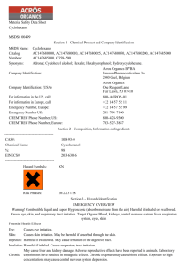Material Safety Data Sheet Cyclohexanol MSDS# 00499 Section 1