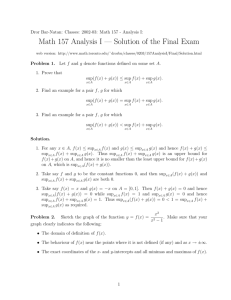 Math 157 Analysis I — Solution of the Final Exam