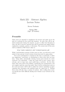 Math 223 – Abstract Algebra Lecture Notes