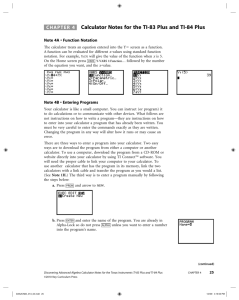 CHAPTER 4 Calculator Notes for the TI-83 Plus and