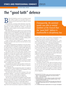 The “good faith” defence - Ordre des ingénieurs du Québec