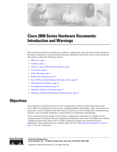 Cisco 2800 Series Hardware Documents: Introduction and