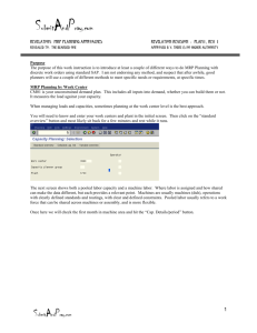 MRP Planning Approaches Revelation Revision #: Plan1, Rev 1 1