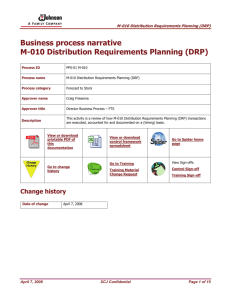 M-010 Distribution Requirements Planning (DRP)