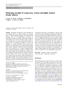 Hand-grip strength of young men, women and highly trained female