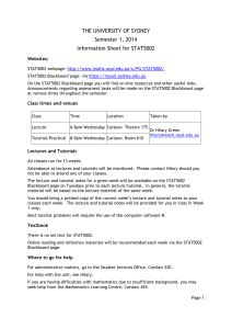 THE UNIVERSITY OF SYDNEY Semester 1, 2014 Information Sheet