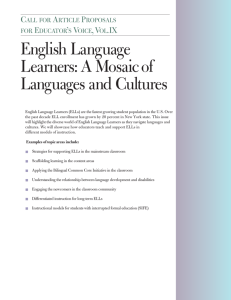 English Language Learners: A Mosaic of Languages and Cultures