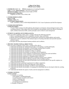 KINE 102 Introduction to Coaching Principles