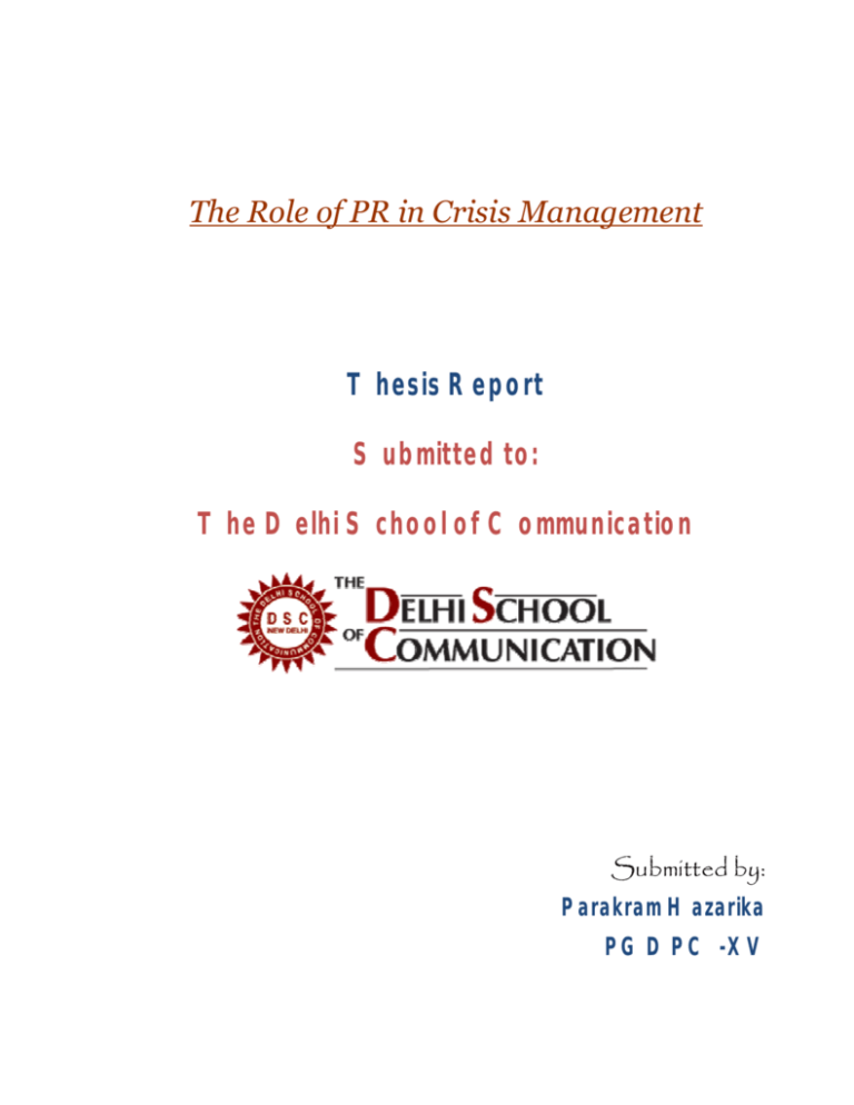 thesis on crisis management