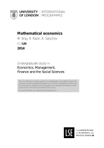 Mathematical economics - University of London International