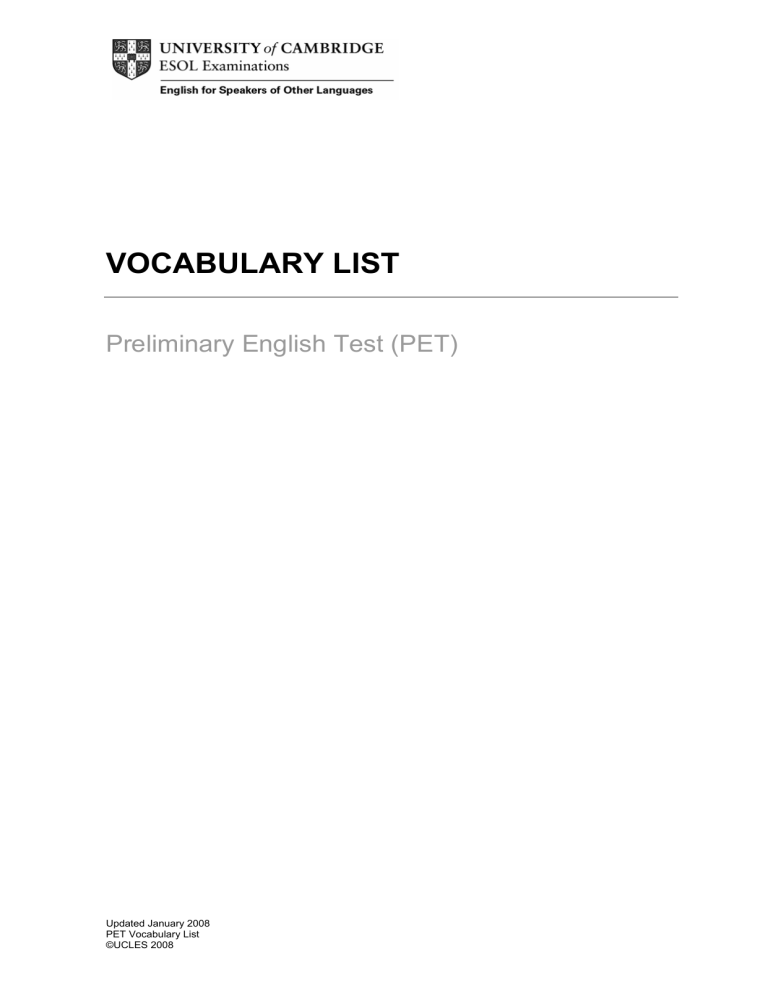 pet-vocabulary-list