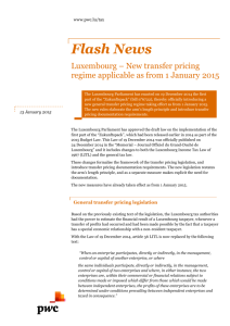 Luxembourg - New transfer pricing regime applicable as from