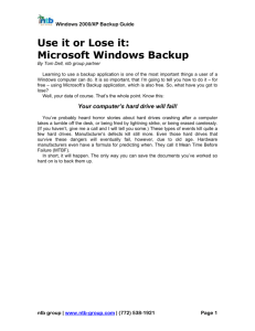 Use it or Lose it: Microsoft Windows Backup