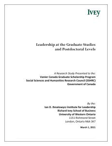 Leadership at the Graduate Studies and Postdoctoral Levels [ PDF