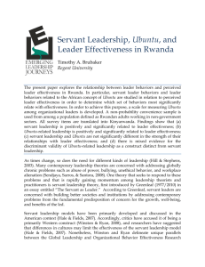 Servant Leadership, Ubuntu, and Leader