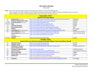 Diversity Calendar 2012-2013
