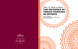 the incidence of forced marriage in ontario