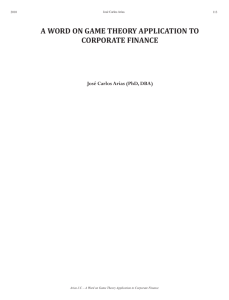 a word on game theory application to corporate finance