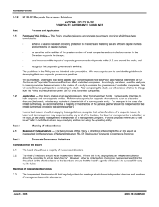 NP 58-201 Corporate Governance Guidelines