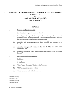 Governance and Nominating Committee Charter