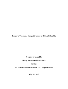 Property Taxes and Competitiveness in British Columbia A report