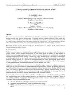 An Analysis of Scope of Medical Tourism in Saudi Arabia