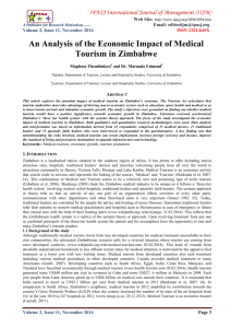 An Analysis of the Economic Impact of Medical Tourism in Zimbabwe