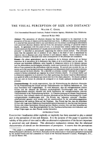 Gogel (1963) The visual perception of size and distance