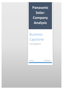 Panasonic Solar: Company Analysis Capstone