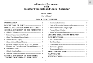 Altimeter / Barometer with Weather Forecasts and Clock / Calendar