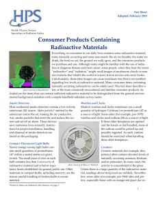 Consumer Products Fact Sheet