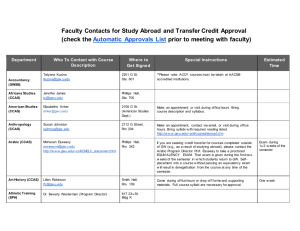 Faculty Contacts for Study Abroad and Transfer Credit Approval