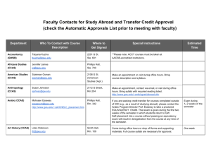 Faculty Contacts for Study Abroad and Transfer Credit Approval