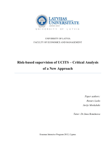 Risk-based supervision of UCITS – Critical Analysis of a New