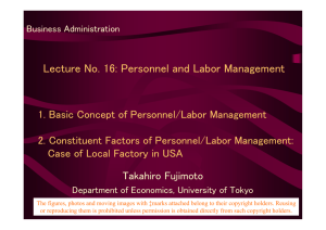 Lecture No. 16: Personnel and Labor Management