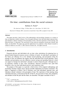On time: contributions from the social sciences