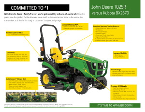Compare John Deere 1 Family Tractors vs. Kutota® BX Series Tractors