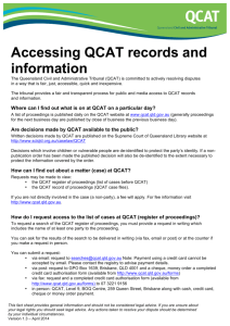 Accessing QCAT records and information