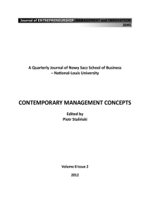 contemporary management concepts - Journal of Entrepreneurship