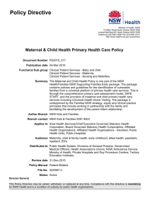 Maternal & Child Health Primary Health Care Policy