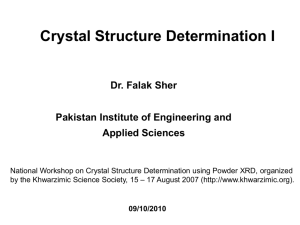 Crystal Structure Determination I