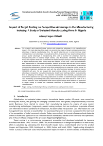 Impact of Target Costing on Competitive Advantage in the
