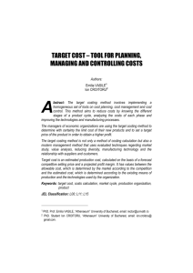 target cost - Romanian Journal of Economics