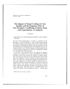 The Impact of Target Costing on Cost, Quality and