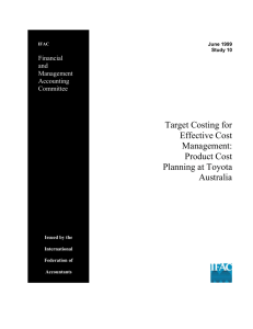 Target Costing for Effective Cost Management: Product Cost