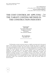 the cost control by applying the target costing method in the