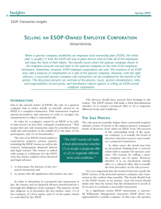 Selling an ESOP-Owned Employer Corporation